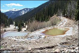 Waste from an abandoned mine outside Silverton, CO that has tainted local water sources. 