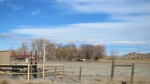 Natural gas facilities intermingle with ranching and farming northeast of Pavillion, where groundwater contamination has drawn focus on hydraulic fracturing. (Dustin Bleizeffer/WyoFile — click to enlarge)