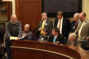 Charles Curley, a Thermopolis resident, called Sen. Hank Coe's amendments to HB 114 "terrible." Equal protection under the law calls for a uniform concealed carry policy across the state, rather than making it subject to local officials. (Gregory Nickerson/WyoFile)