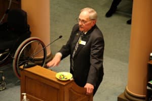 Rep. Mike Madden (R-Buffalo) amended SF 115 to strike out language not relating to workplace discrimination. He argued that the changes would satisfy opponents of the bill, while focusing on the work protections proponents wanted most. (Gregory Nickerson/WyoFile) 