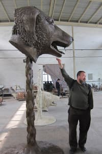 The massive bronze sculptures artist Ai Weiwei creates weigh more than 800 pounds.