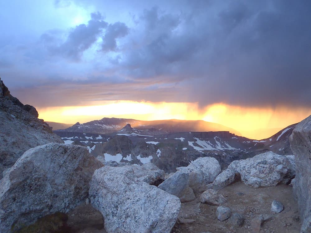 A new virtual field trip takes viewers up the Grand Teton and lets them take in views like this one from the lower saddle, while they remain on their computers at home. (Photo by Scott McGee of Exum Mountain Guides)