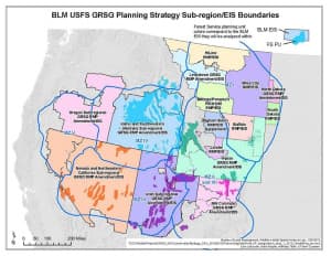 This map shows the many areas and jurisdictions in the West where the BLM and U.S. Forest Service have forged conservation plans for the greater sage grouse. Gov. Matt Mead has protested the ones that apply to Wyoming. (U.S. BLM)