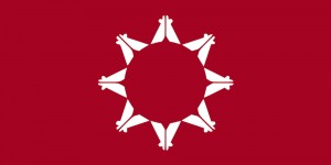 Flag of the Oglala Nation. Almost 50 tribes oppose hunting of grizzly bears. (Wikipedia)