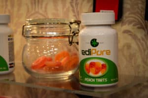 Critics of Colorado’s relaxed marijuana laws are wary that children might get hold of edible cannabis products, like these for sale in that state, thinking they are candy. In Sweetwater County, “we’re pulling over vehicles that have massive amounts of gummy bears, brownies,” county attorney Dan Erramouspe told a legislative panel last month. The big problem, however, is methamphetamine, he said, and edibles have not taken widespread hold among youth. (Matthew Copeland/WyoFile)