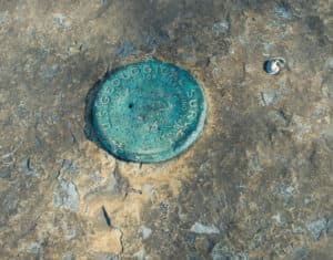 In 1896, federal surveyors spent six weeks establishing the longitude and latitude of the benchmark atop the pier at the Sheridan Astro Station. From there they surveyed and established 24 other survey stations over 198 miles of rugged landscape to the base of the Teton Range in Jackson Hole. (Angus M. Thuermer Jr/WyoFile)