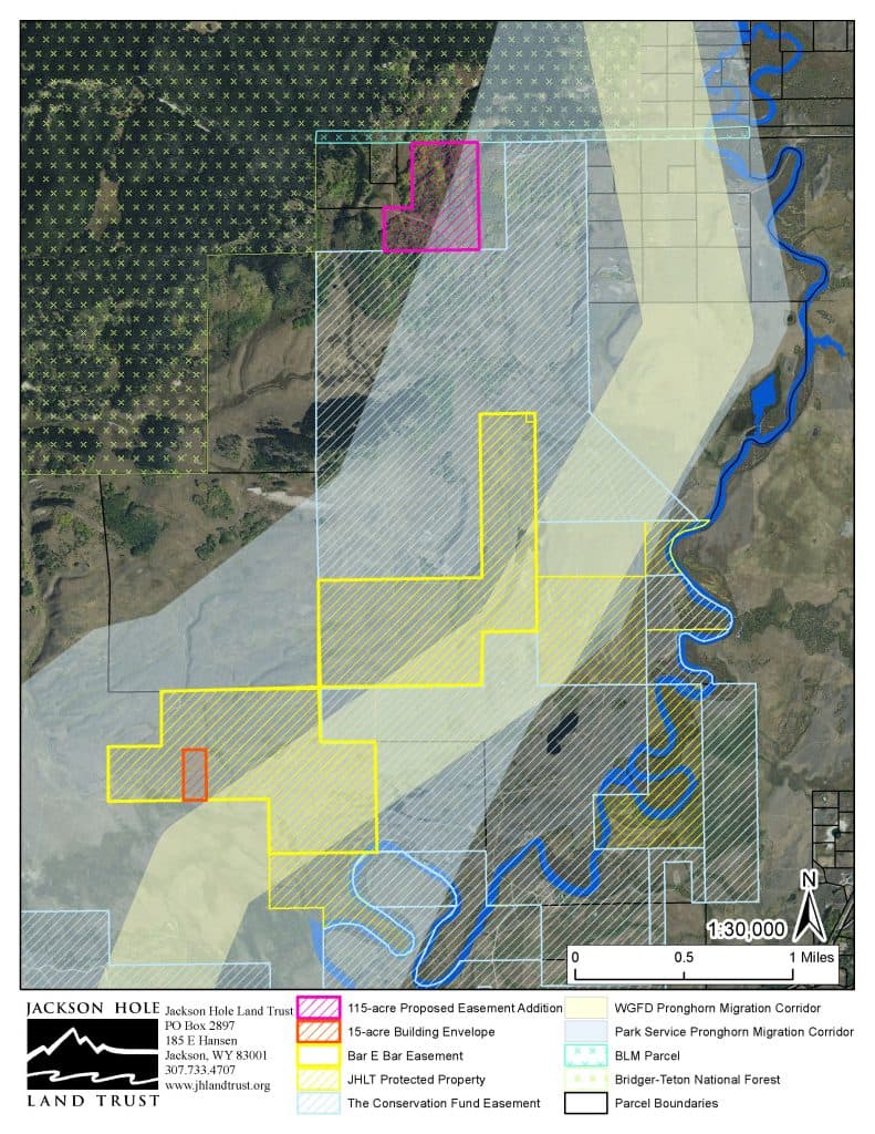 This map supplied by the Jackson Hole Land Trust shows various elements of the conservation scene at the Cline Ranch along the Upper Green River in Sublette County. (Jackson Hole Land Trust) 