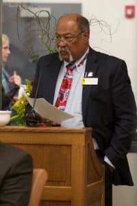 Rep. James Byrd (D, HD- , Cheyenne) waits to speak to the House on Jan 24. (Andrew Graham/WyoFile)