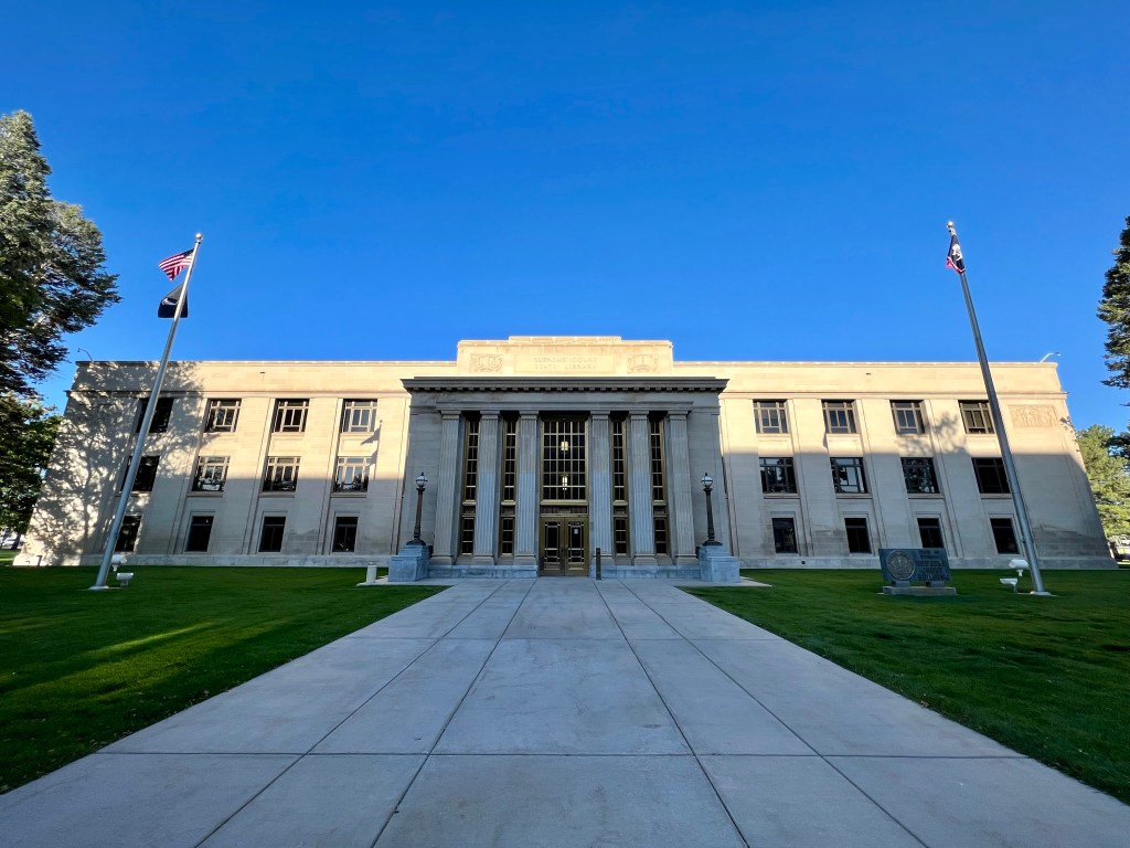The Wyoming Supreme Court building in Cheyenne at sunset
