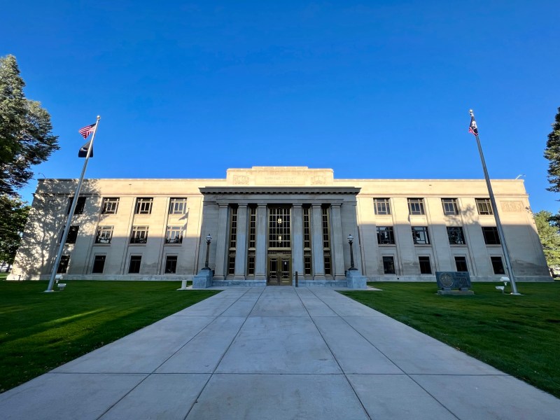 The Wyoming Supreme Court building in Cheyenne at sunset