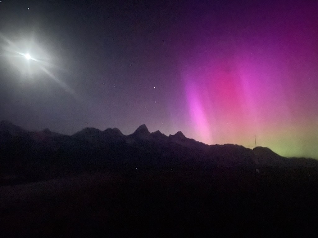 Northern lights over the Teton Mountains