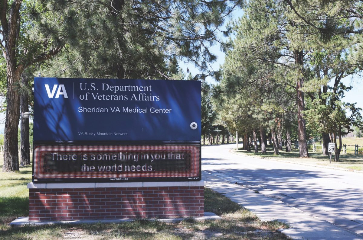 A side besides the road that says VA U.S. Department of Veterans Affairs Sheridan VA Medical Center