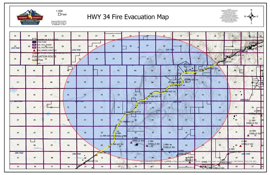 A map showing who should be ready to evacuate
