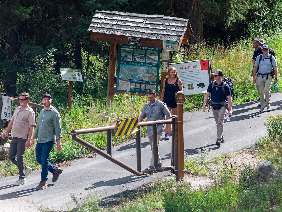 Vance and son hike scenic Forest Service trail in Jackson Hole