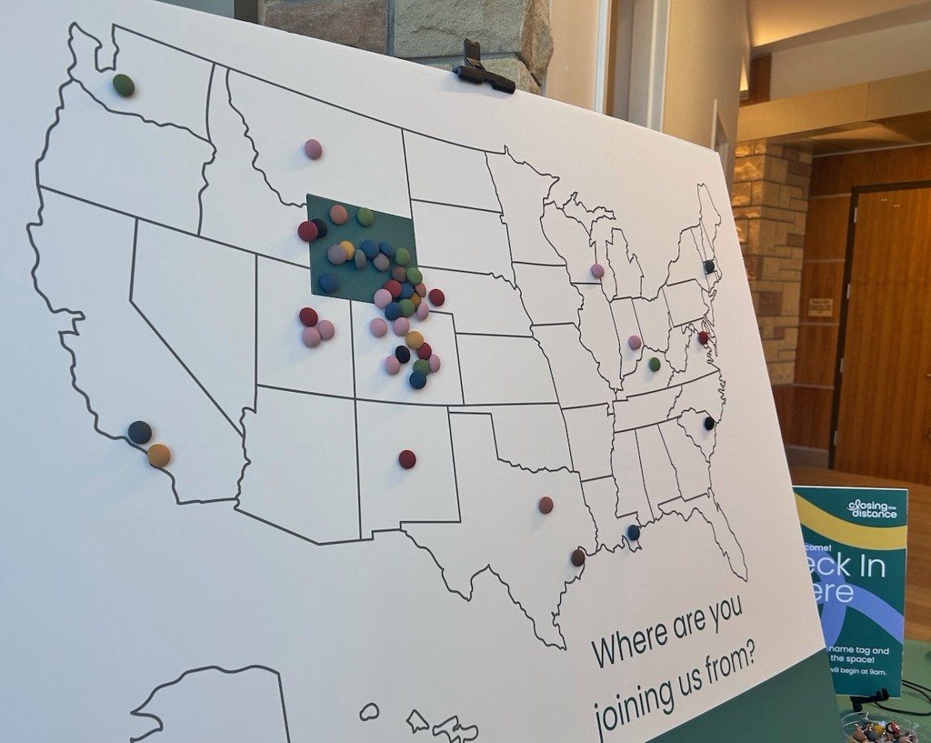 A map of the United States showing where attendees to the Wyoming Material Health Summit came from