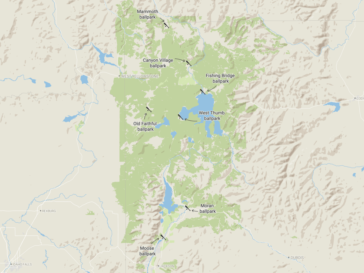 Baseball in a national park? We found 7 ball fields at Grand Teton and Yellowstone.